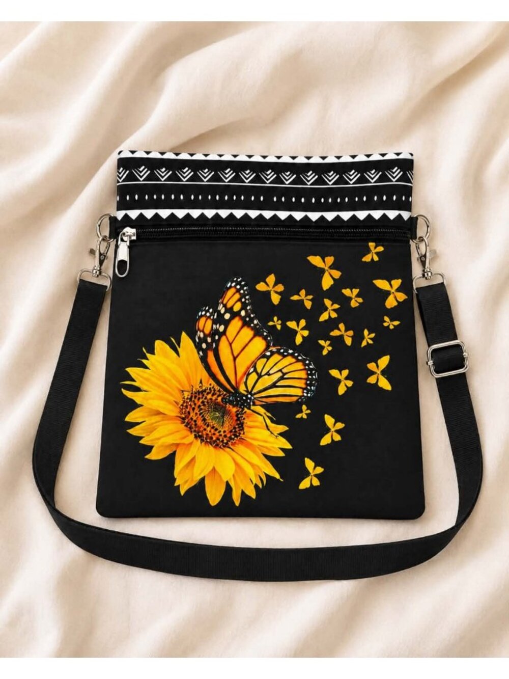 Sunflower Butterfly Crossbody Bag